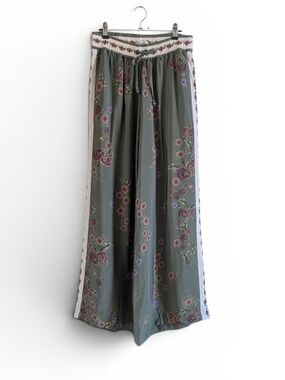 Agua Bendita Janis Aura Wide Leg Pants M Green Floral Luxury Resort